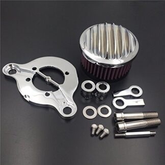 Htt Moto Chrome Système de filtre d'entrée d'air Cleaner Kit Groove gravé pour Harley Sportster Xl883 Xl1200 1988–2004 2005 2006 2007 2008 2009 2010 2011 2012 2013 2014 2015 par Ttmt